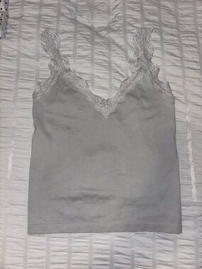 white lace trim tank top